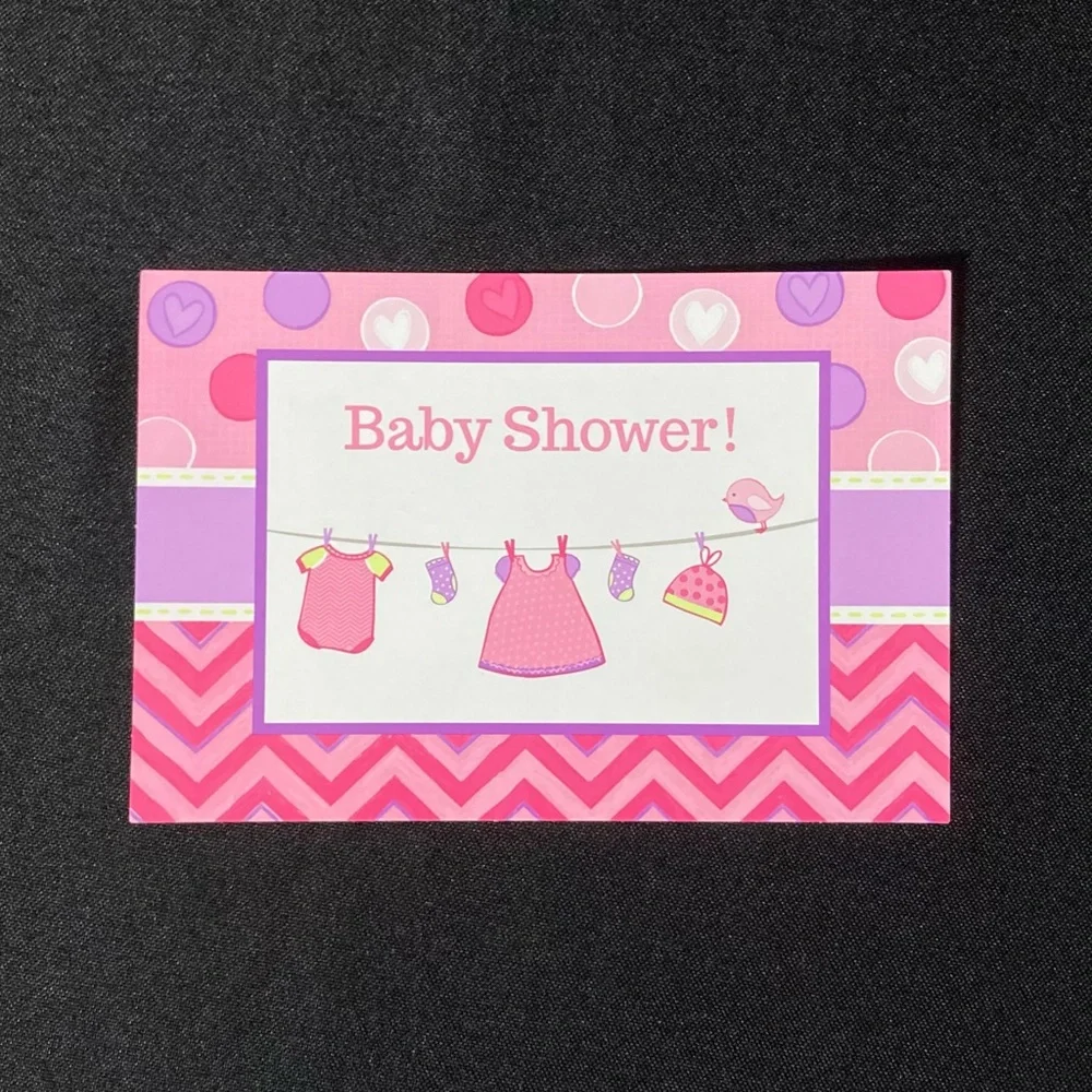 8 Pink Baby Girl Baby Shower Invitations And Envelopes